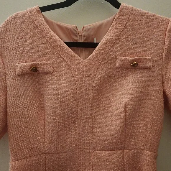 Summer Dress for Women Short Sleeve pink tweed - Picture 3 of 8